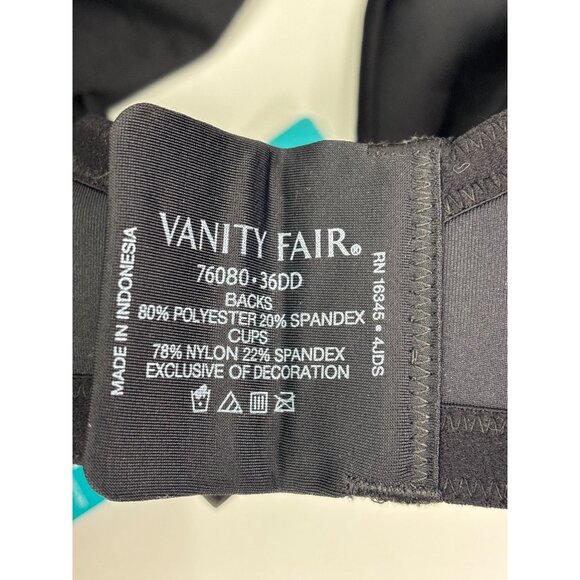 Vanity Fair Beauty Back Back Minimizer Bra 76080 Size 36DD Black NEW - Picture 4 of 5